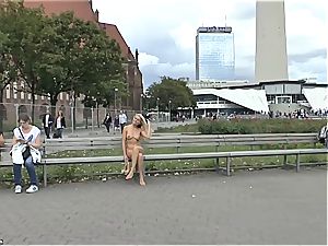 blonde Czech teenager showing her super-fucking-hot assets naked in public